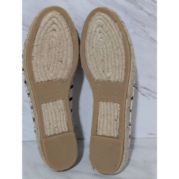 J. Crew Women's Blue & White Striped Canvas Loader Rope Sole Flat Shoes Size 8 - Picture 5 of 6
